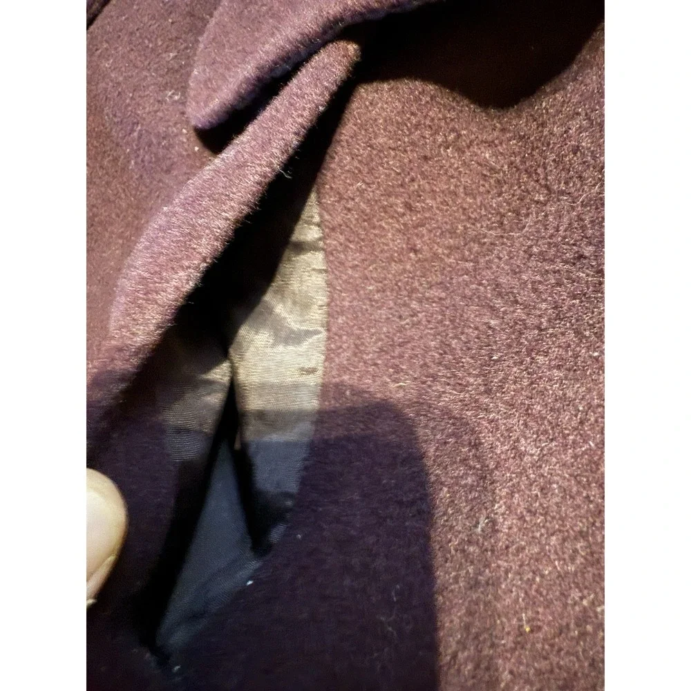 Vintage Worthington Wool Coat Purple Long Overcoat Women's 12 3 Button Lined EUC